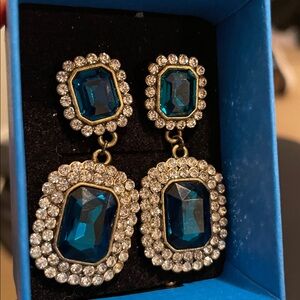 London Blue and Gold Drop Earrings